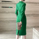 ZYHT 50620 Autumn Ladies Office Dresses Women Formal Work Career Dresses Long Sleeve Notched African Dresses for Women
