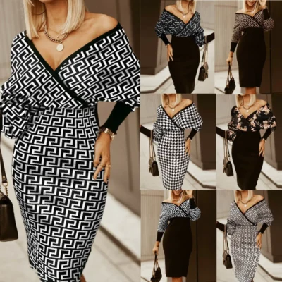 Latest Lady Office Career Dress Elegant Party Business Work Wear Ol Women Office Dresses