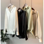 Liu Ming Cheap Spring Summer Women Fashion Long Sleeve Turn Down Collar Satin Tops Shirt Blouse