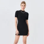 Stock Women Summer Knit Dress Short Sleeve Round Neck Casual Skinny Sexy Slim Office Lady Large Size Ice Silk Fabric Dress
