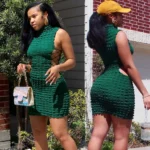 Summer Eco-Friendly Fashion Hot Selling High Neck Bodycon Dress for Women Sexy Sleeveless for Bandage Dress Hollow Mini Des