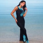 Summer  Print Sleeveless Slant Shoulder Crop Top and Skirt 2 Piece Set Bodycon Sexy Casual Women’s Set