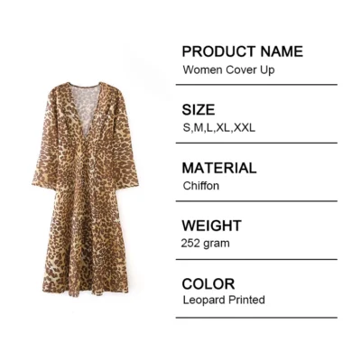 Hot Style Casual Leopard Mujeres Maxi Long Cardigan Women’s Blouses and Tops