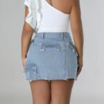 Wholesale Casual Fashion Slit Mini Jean Skirts Fringe Short Denim Skirt for Women